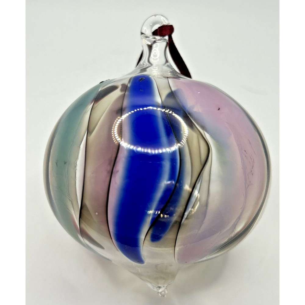 Vintage Art Glass Twisted Blue Purple Green Maroon Ornament‎ U257/4